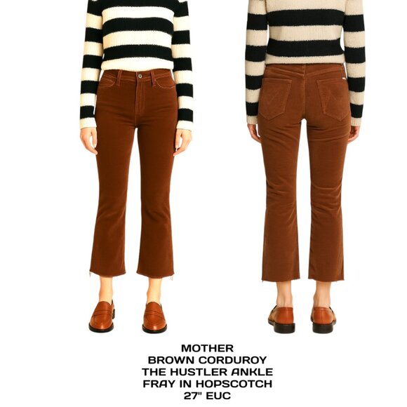 MOTHER BROWN CORDUROY THE HUSTLER ANKLE FRAY IN HOPSCOTCH 27" EUC - Picture 1 of 6